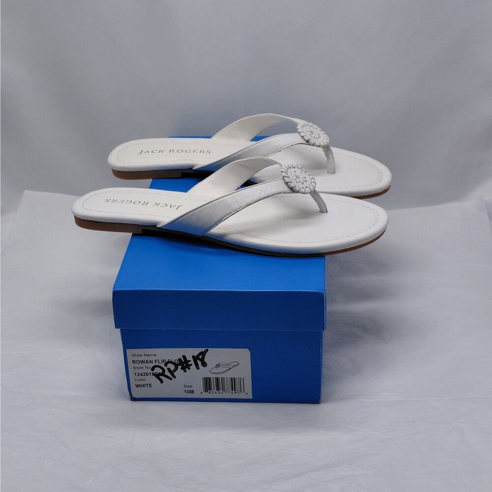 Jack Rogers Womens Flip Flop Thong Sandals Size 10 White Beach Summer Shoes